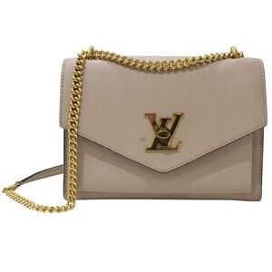 Louis Vuitton My Lock Me Chain Greige grained calfskin shoulder bag LV turnlock